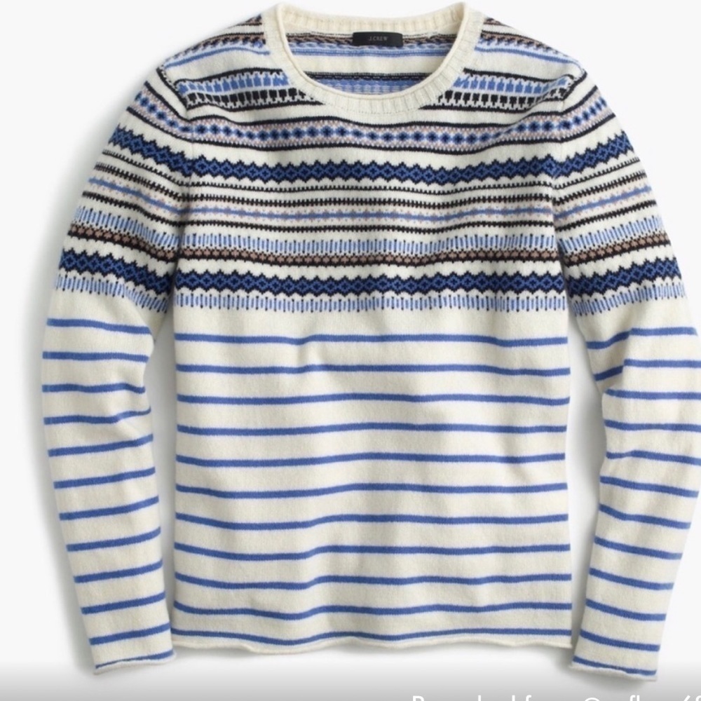J. Crew Fair Isle Stripe Wool Sweater size XS
